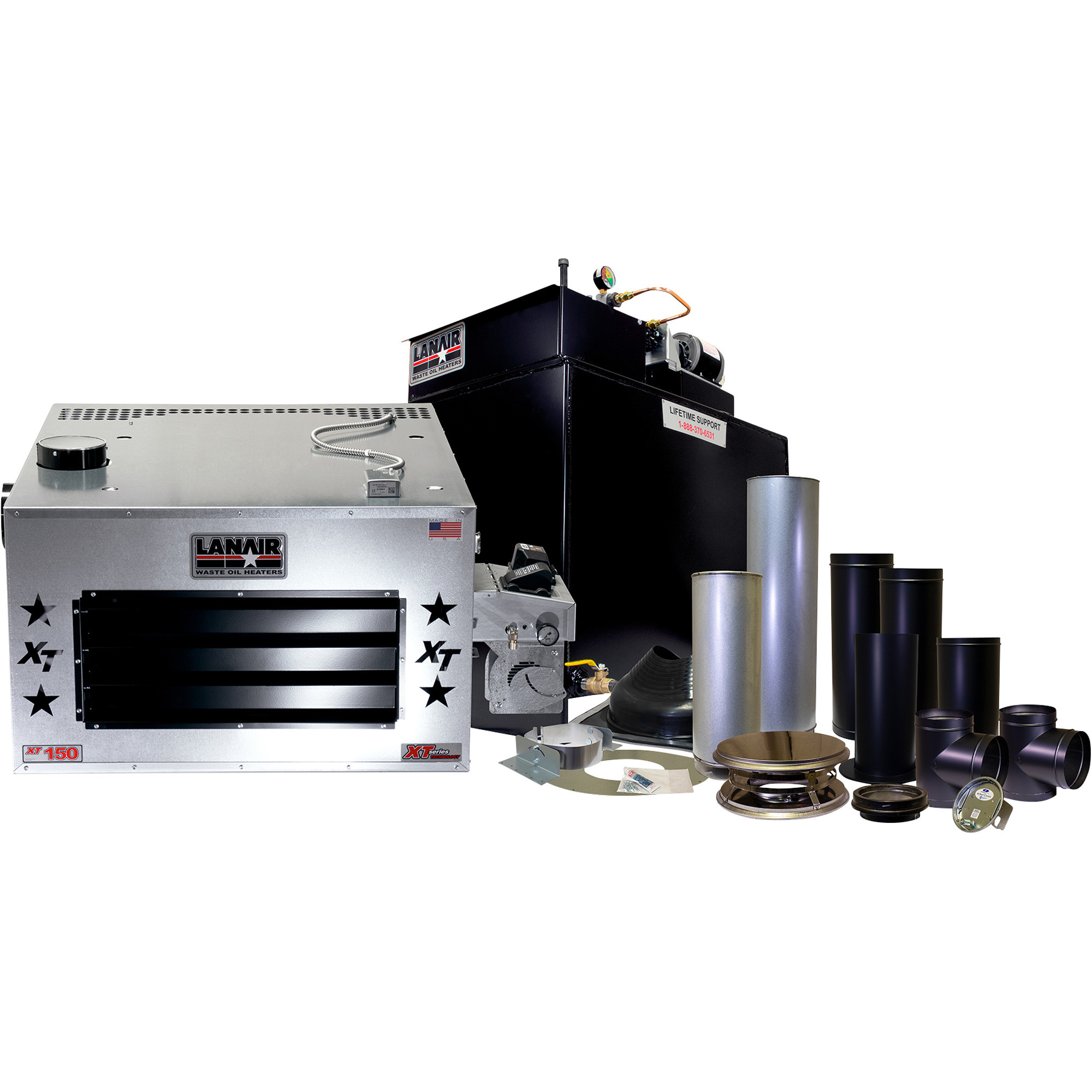 LANAIR Waste Oil-Fired, Thermostat-Controlled Heater Package 1, 150,000 BTU, 3500 Sq. Ft. Capacity, Model# XT-150 HEATER PACKAGE 1